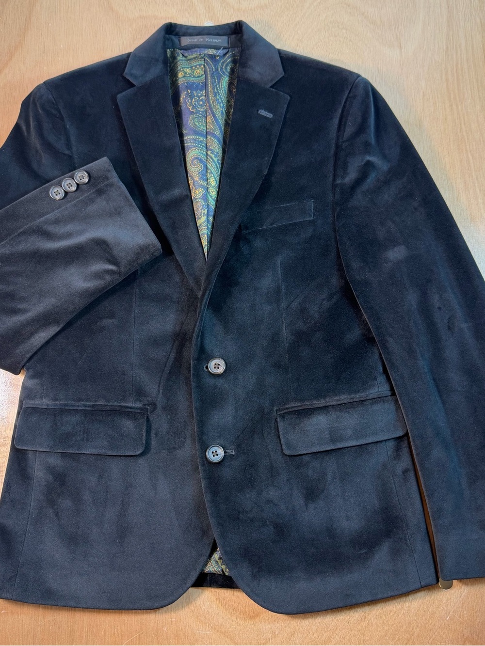 Lauren Ralph Lauren Black Velvet Blazer with Paisley Lining